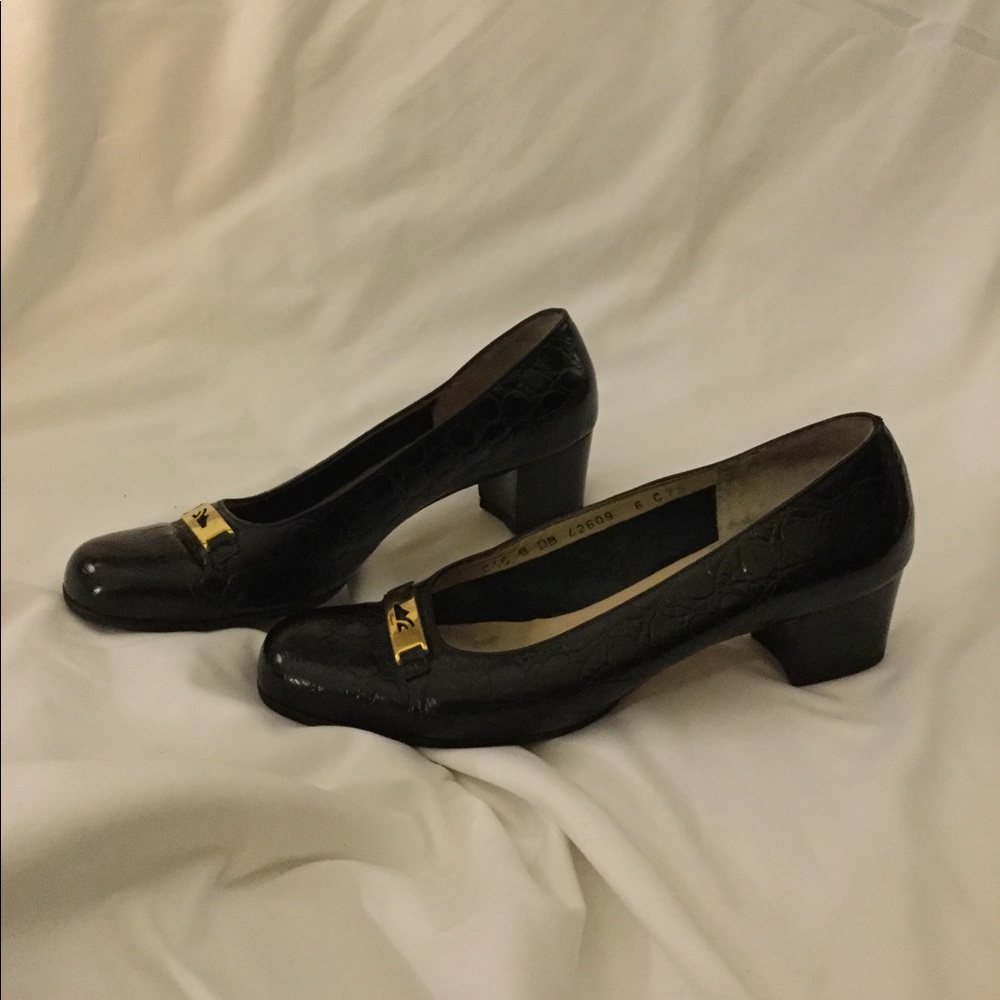Authentic Salvatore Ferragamo Black Block Heels
